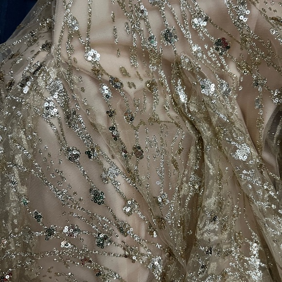 Gold Glitter and Sequin Clarisse Prom Dress - Picture 11 of 12